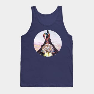 Art Flamingo Love with Eiffel Tower view Tank Top